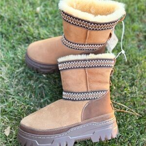 New UGG Tan and Brown Ankle Boots